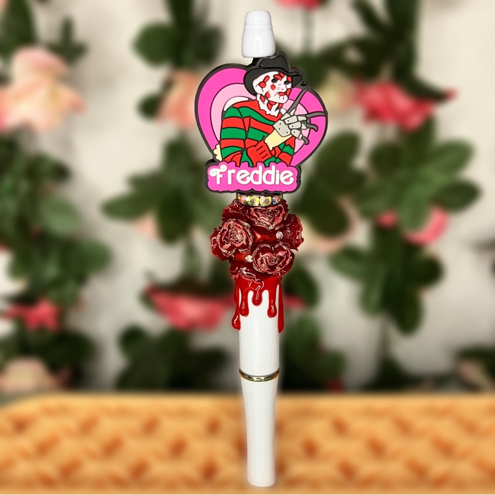 Freddie Roses Preppy Halloween Design Handmade Beaded Pen